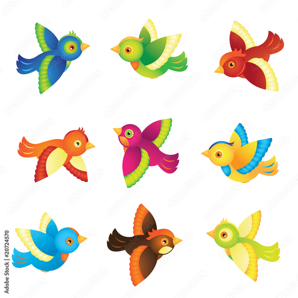 Obraz Colorful Vector Spring Birds