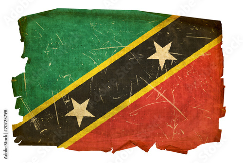 Saint Kitts and Nevis Flag old, isolated on white background. photo
