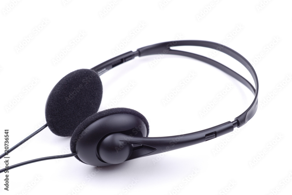 Black generic headphones on white Black generic headphones on white
