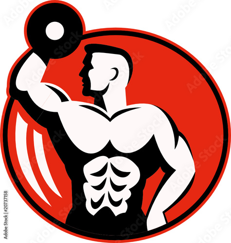 Body builder with weights working out