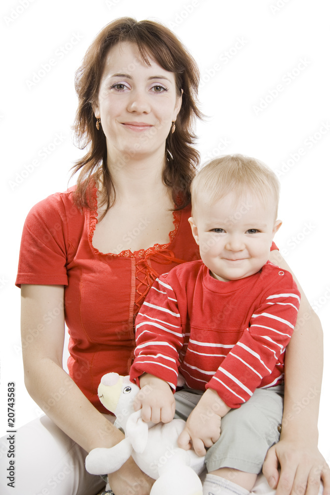 Mother and Son isolated on white. Mother and Son isolated on white.
