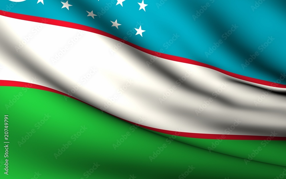 Fototapeta premium Flying Flag of Uzbekistan | All Countries Collection |