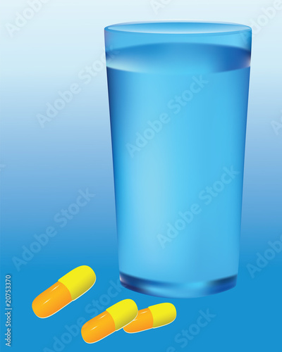 water and capsules.