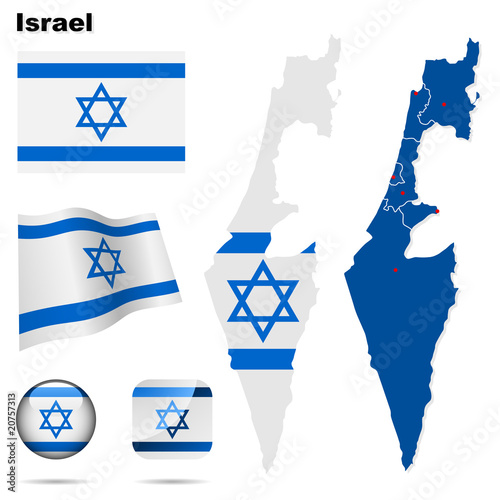 Israel  vector set. Shape, flags and icons.