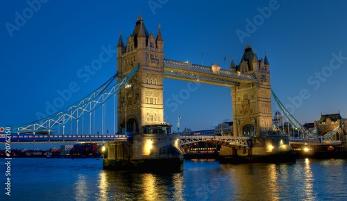 Night shot of Tower Bridge and the City of London