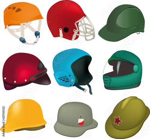 set of helmets