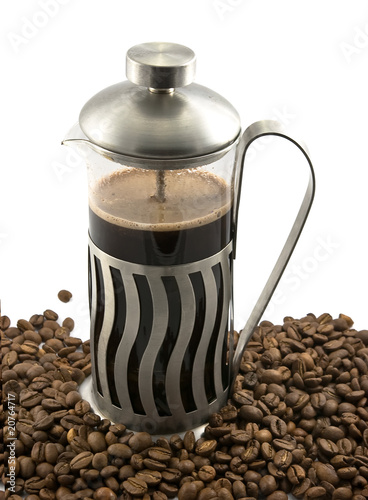 French press with coffee