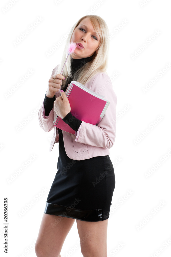 Girl with writing-books Girl with writing-books