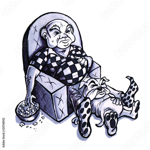 old man and pet bulldog