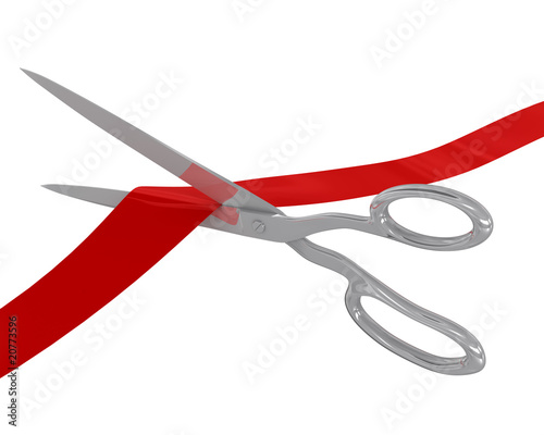 Scissors cut the ribbon