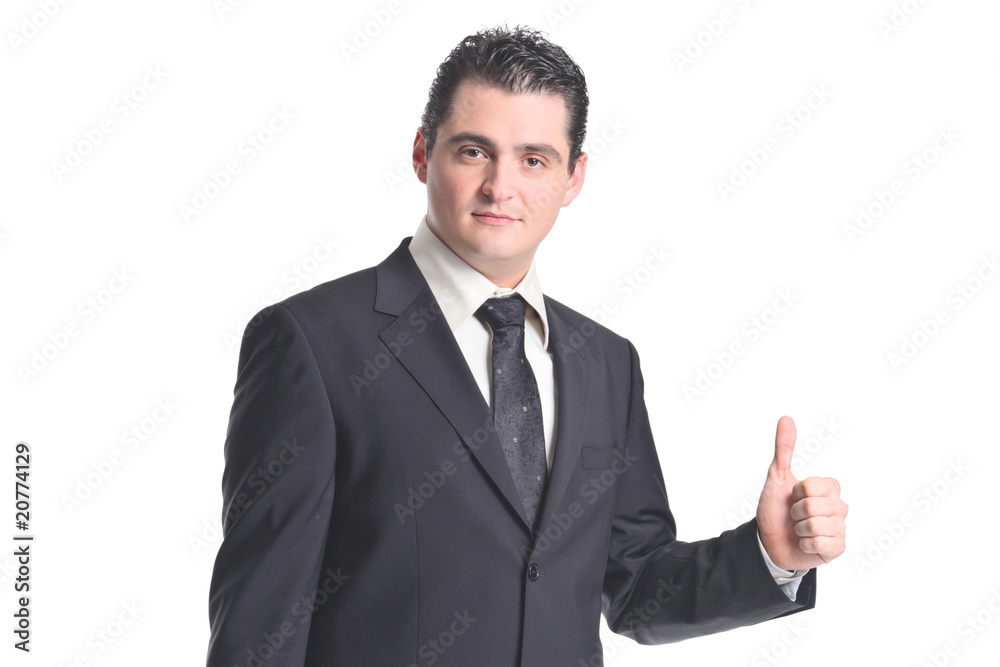 Businessman with thumbs up isolated on white background Businessman with thumbs up isolated on white background