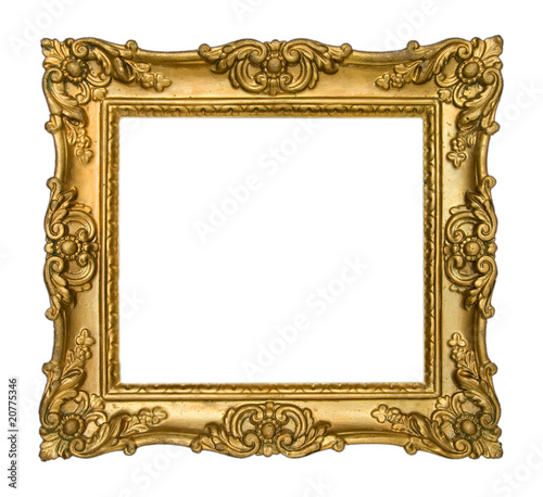 Antique Gold Frame on White Background