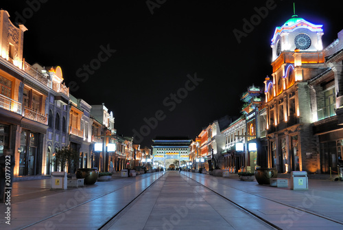 Beijing Qianmen old shopping street at night
