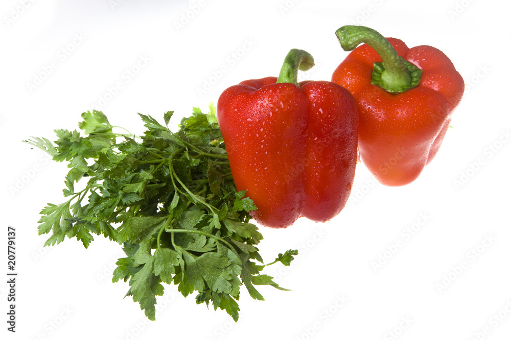 Juicy bulgarian peppers and green of fennel and Parsley Juicy bulgarian peppers and green of fennel and Parsley