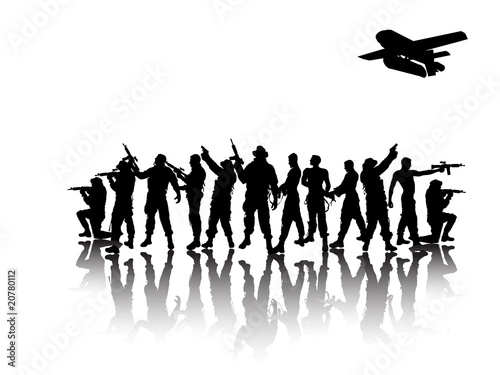 Gruppe Soldaten -Silhouette