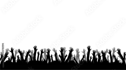people with hands up