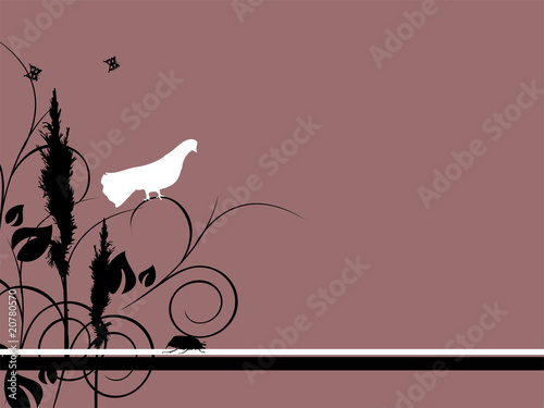 Taube mit floralen Elementen