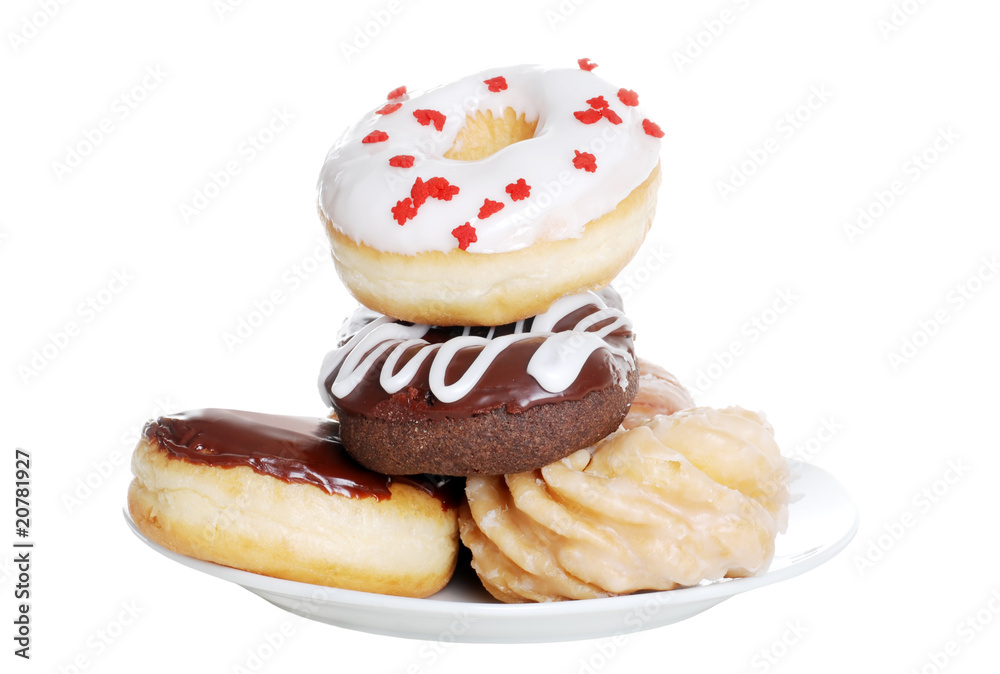 plate of assorted doughnuts plate of assorted doughnuts