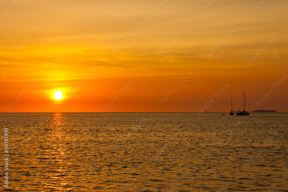 Sunset at Lipe island, south of Thailand