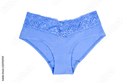 Blue Cotton Panties on White Background