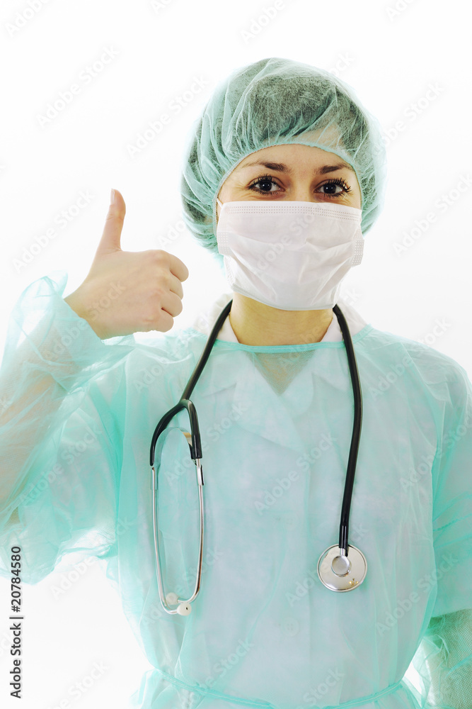 happy nurse with stethoscope isolated on white happy nurse with stethoscope isolated on white