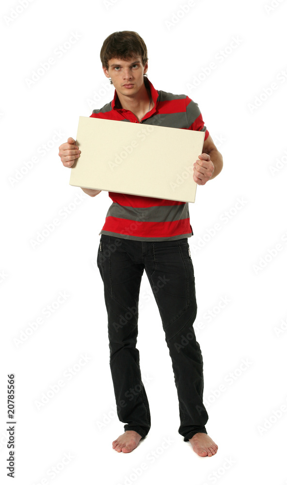 Young Sexy Man with Copy Space Blank Banner Young Sexy Man with Copy Space Blank Banner