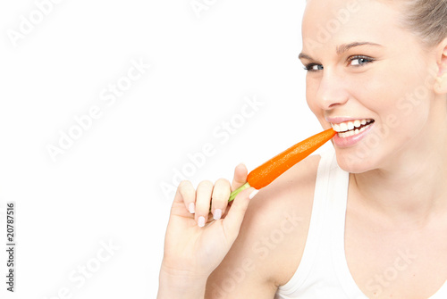 perfect teeth eating carrot