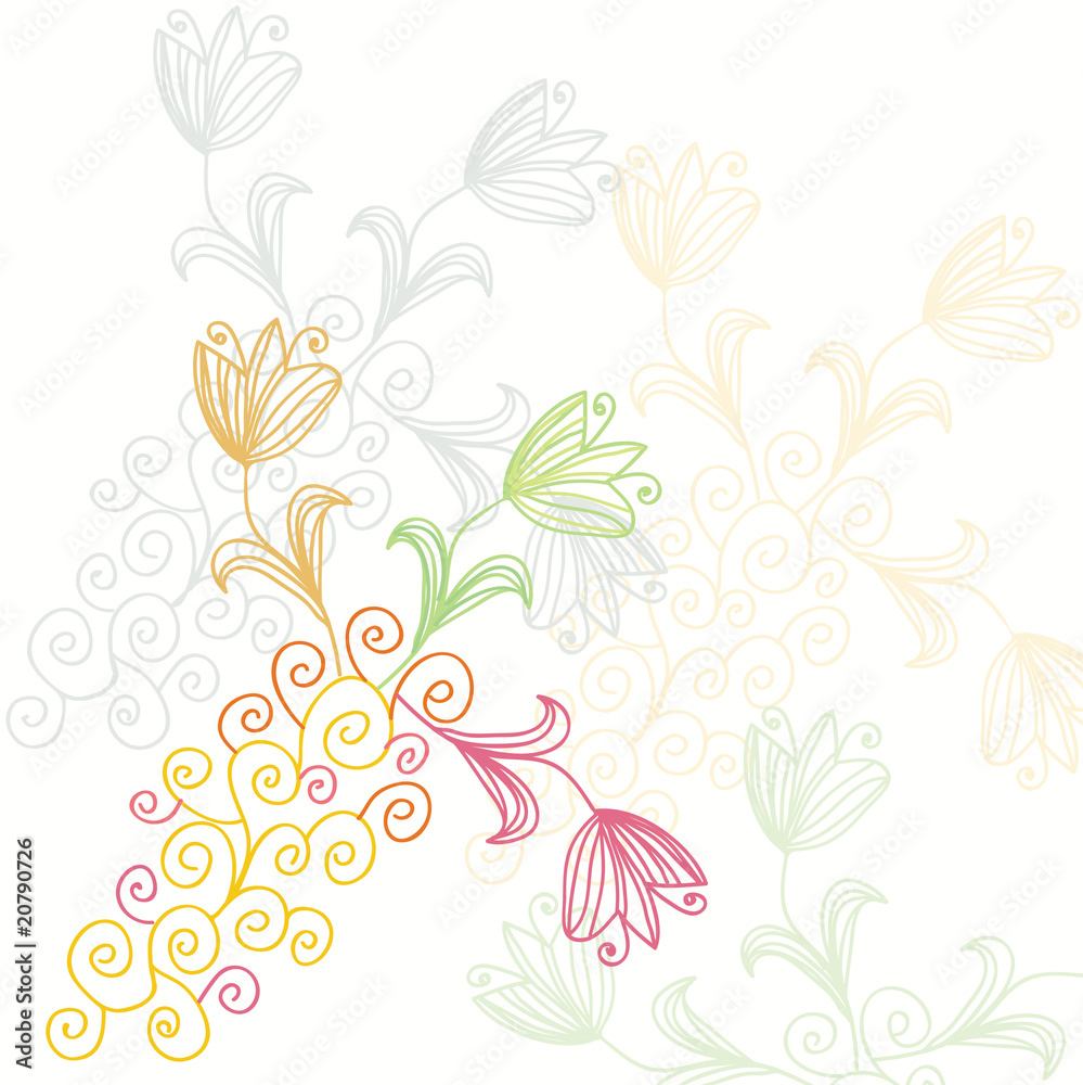 Background with tulips and spirals