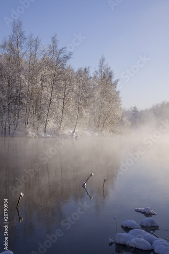 Winter landscape on the river