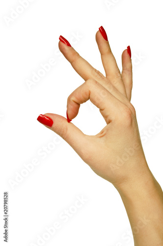 Female hand showing OK sign