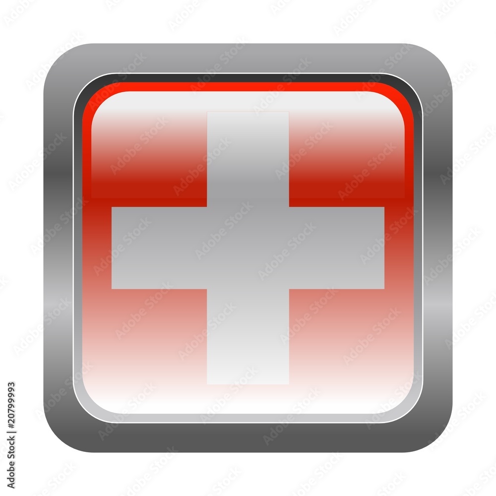 Fototapeta premium metallic button in colors of Switzerland