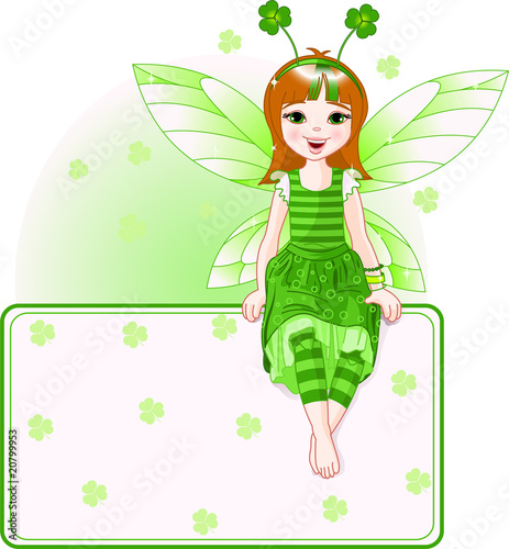 Little cute fairy place card for St. Patrick’s Day
