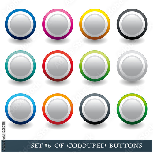 Set 6 of coloured buttons