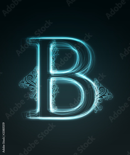 Glowing font. Shiny letter B