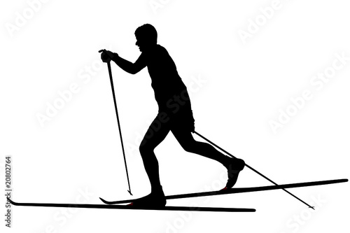 vector illustration of skier under the white background