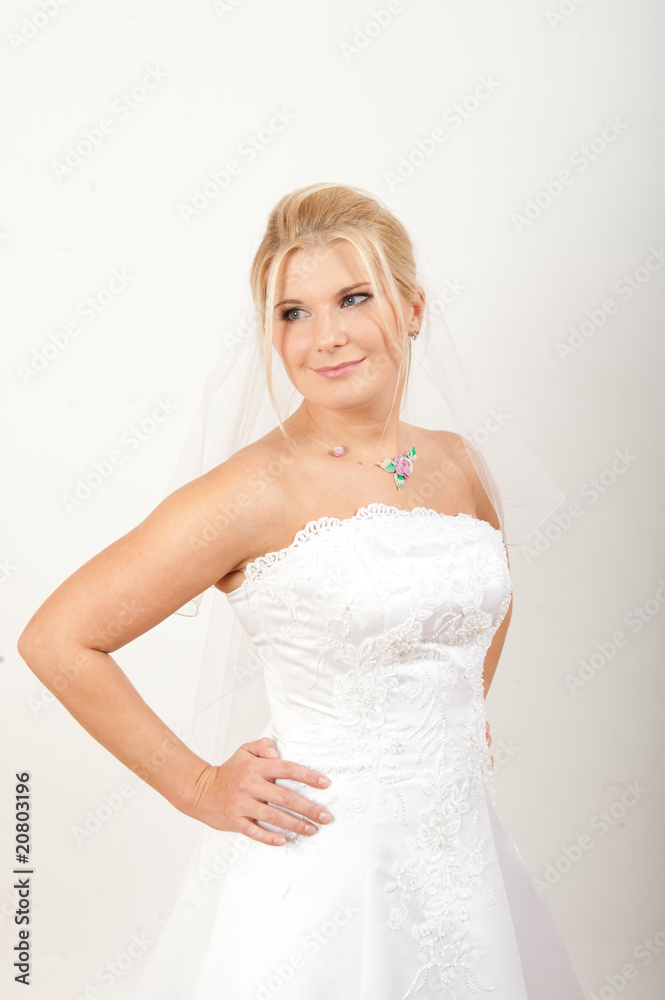 Young pretty bride in white dress Young pretty bride in white dress