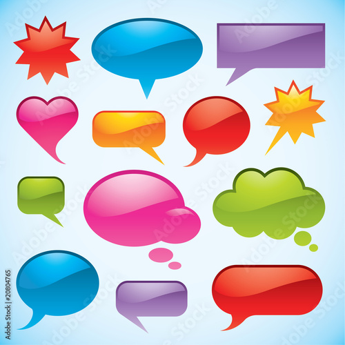 Set of bright and colorful vector bubbles in various shapes