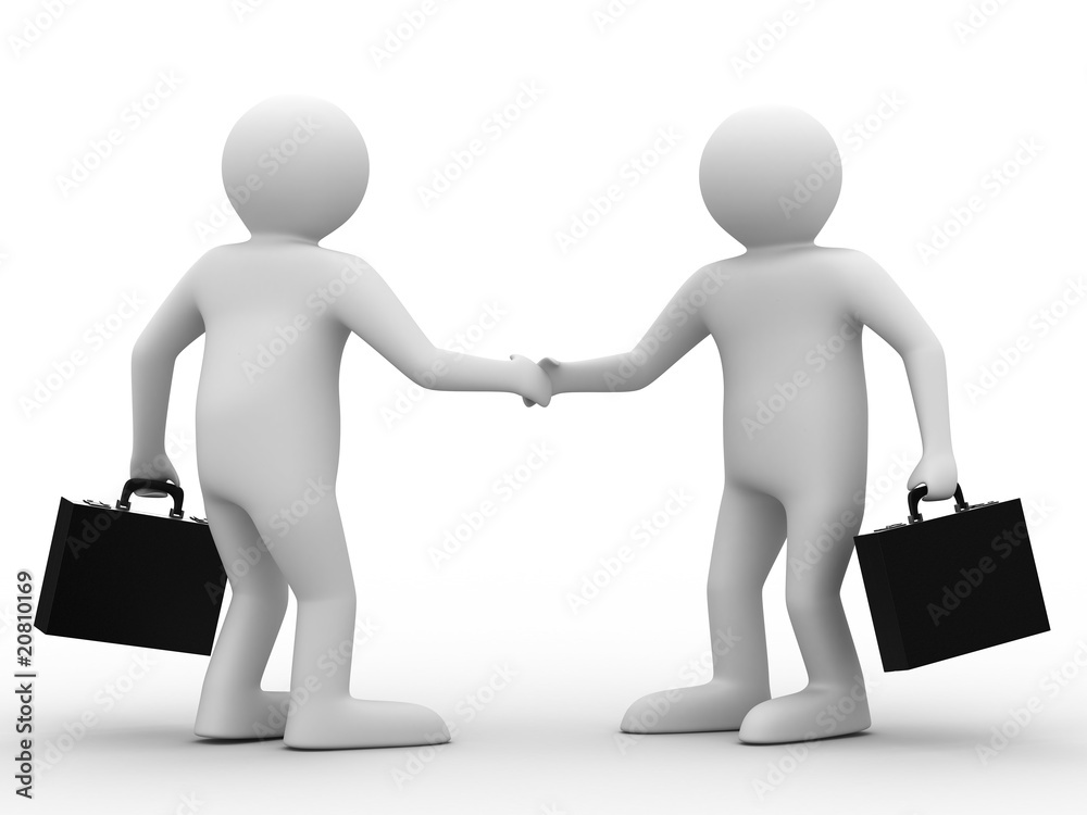 Handshake. Meeting two businessmen. Isolated 3D image Handshake. Meeting two businessmen. Isolated 3D image