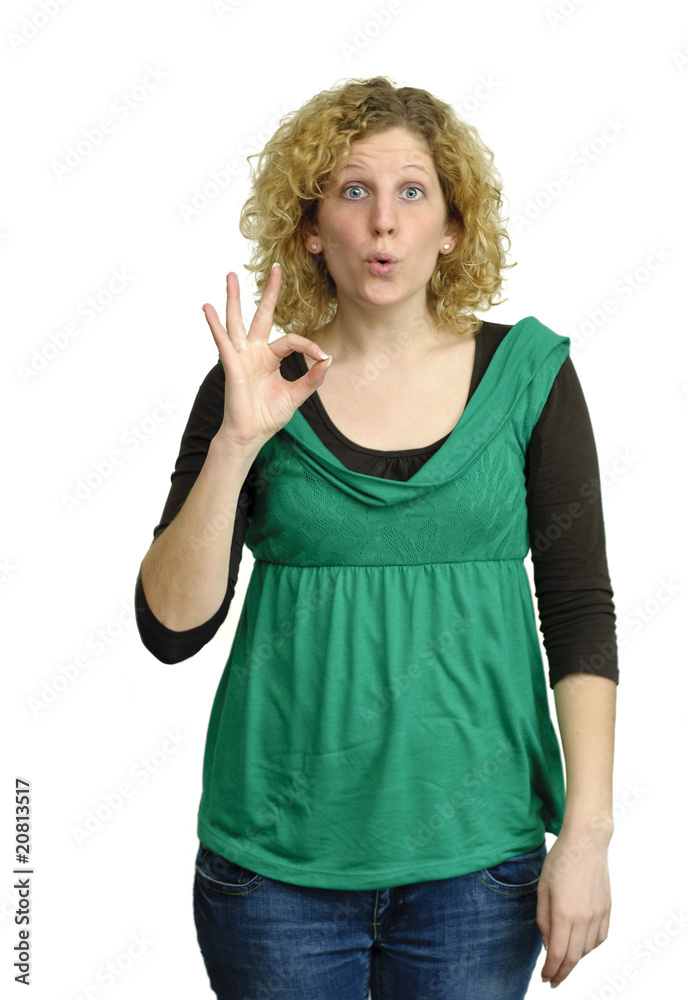 Gebärdensprache Frau sagt gut Gebärdensprache Frau sagt gut