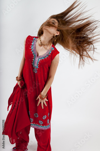 Woman flinging her hair photo