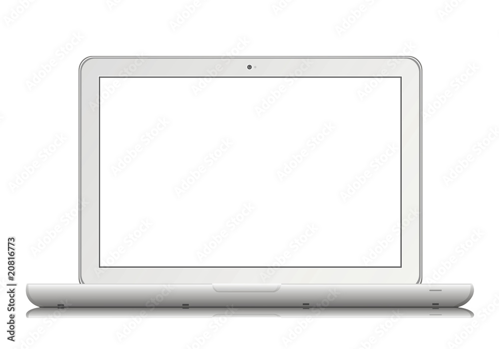 biały laptop na białym tle - obrazy, fototapety, plakaty 