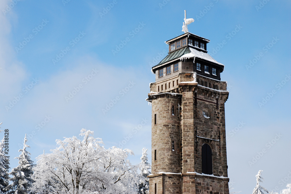 Fototapeta premium Turm Winter Auersberg