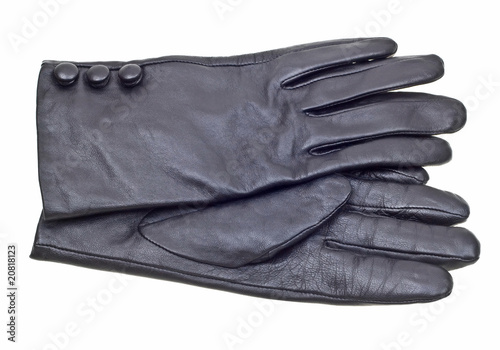 Black women gloves isolated on a white