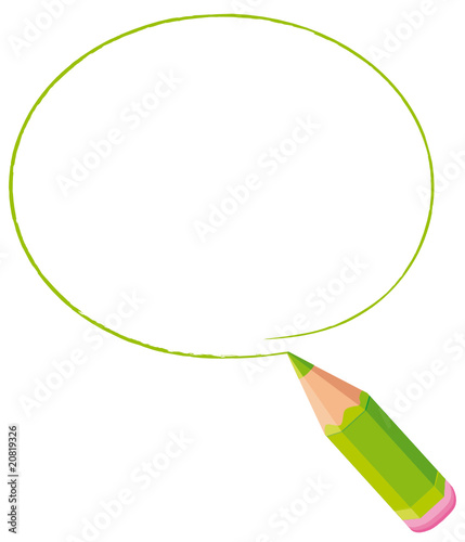 Green bubble drawn by a green colored pencil