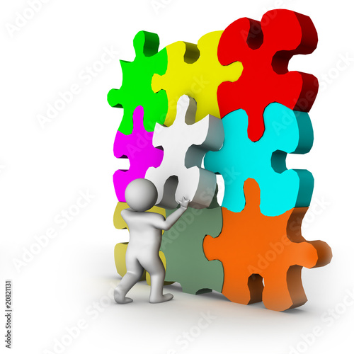 3d man with puzzle game