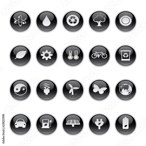 Gel icons in Black - Ecology Buttons.
