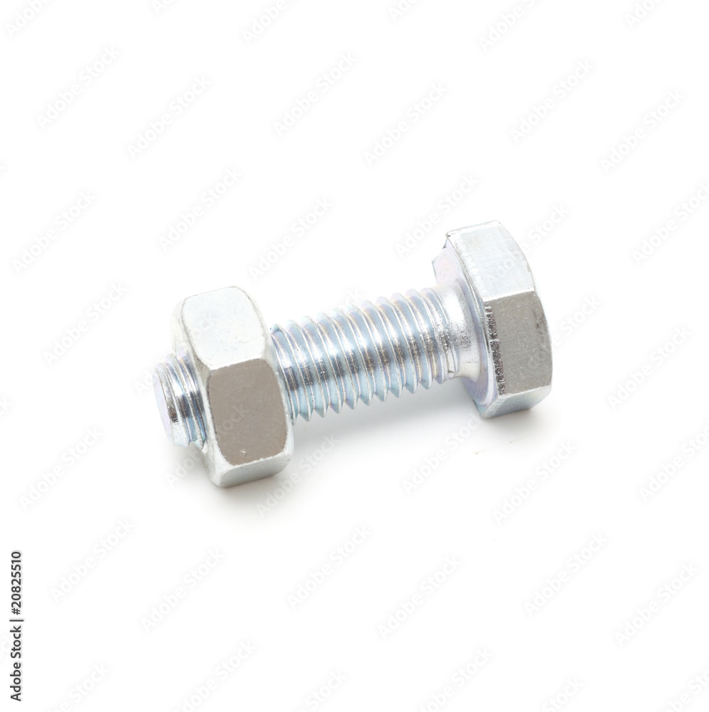 Screw and nut studio isolated on white background Screw and nut studio isolated on white background