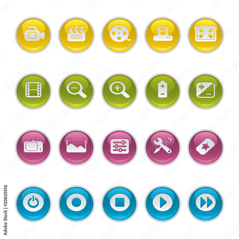 Gel icons in Colors - Film Equipment Buttons. Gel icons in Colors - Film Equipment Buttons.