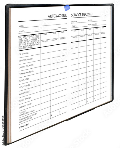 automobile service record, isolated on white