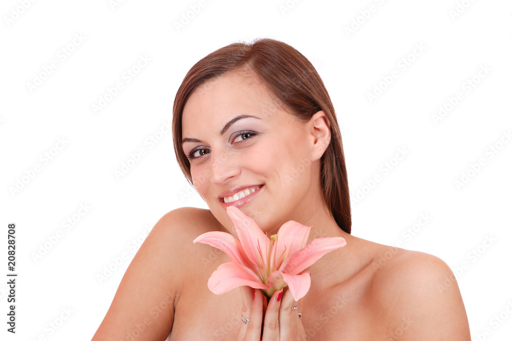 Studio portrait of sensual beautiful woman with rose Studio portrait of sensual beautiful woman with rose